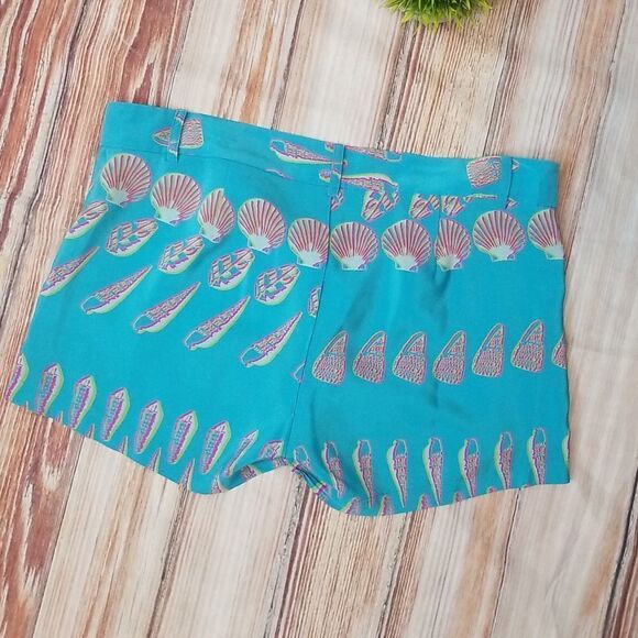 amanda Uprichard Brooklyn aqua shell print Shorts sz medium - Picture 10 of 14